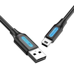 Cable USB 2.0 Vention COMBF/ USB Macho - MiniUSB Macho/ Hasta 10W/ 480Mbps/ 1m/ Negro