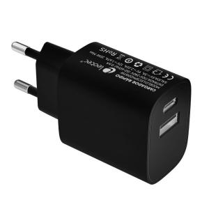 Cargador de Pared Leotec LECSPH20W2K/ 1xUSB Tipo-C/ 1xUSB/ 20W