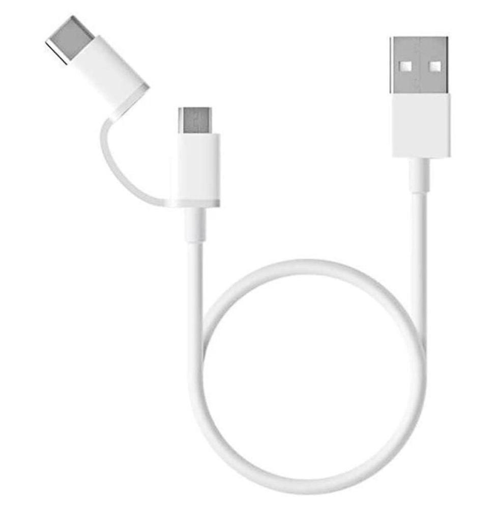 Cable USB 2.0 Xiaomi SJV4083TY/ USB Macho - Micro USB Macho/ USB Tipo-C Macho/ 30cm/ Blanco