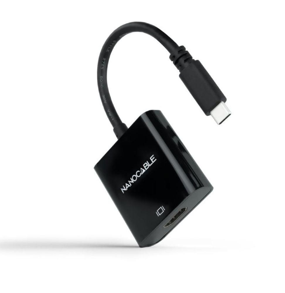 Conversor Nanocable 10.16.4102-BK/ USB Tipo-C Macho - HDMI Hembra/ 15cm/ Negro