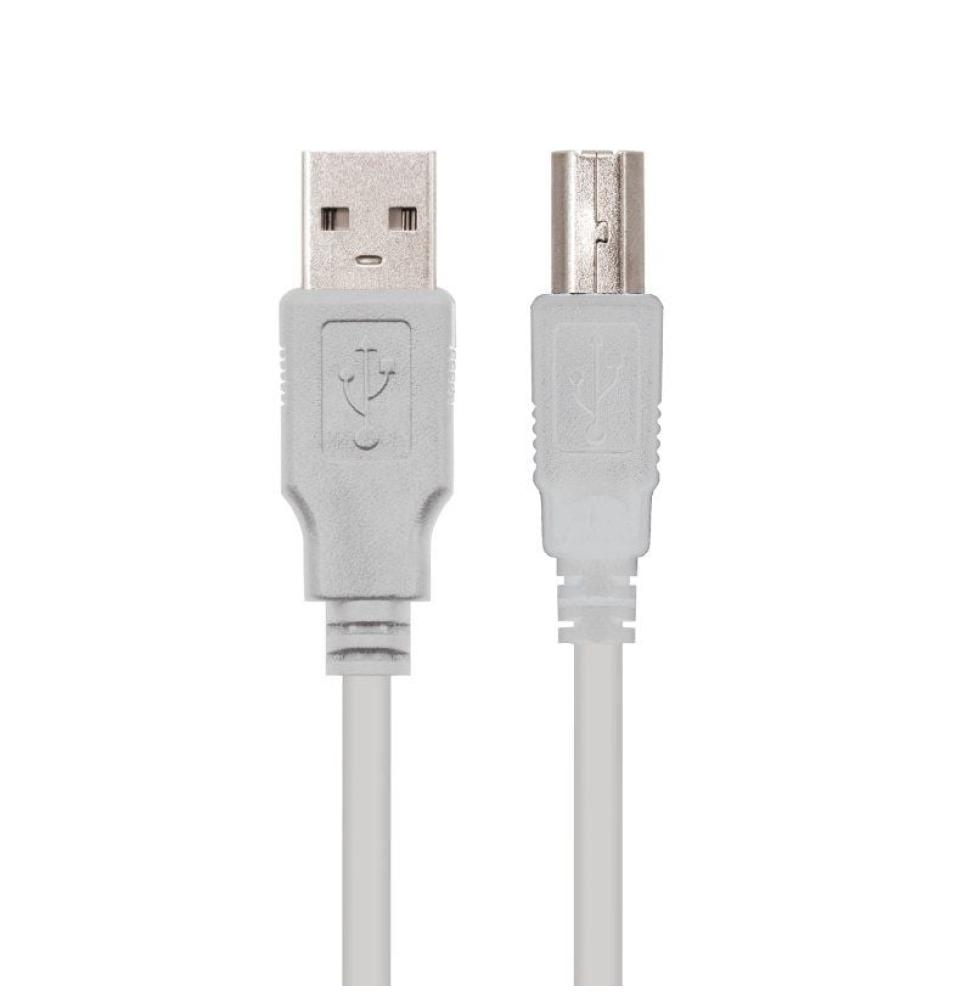 Cable USB 2.0 Impresora Nanocable 10.01.0102/ USB Tipo-B Macho - USB Macho/ 1m/ Beige