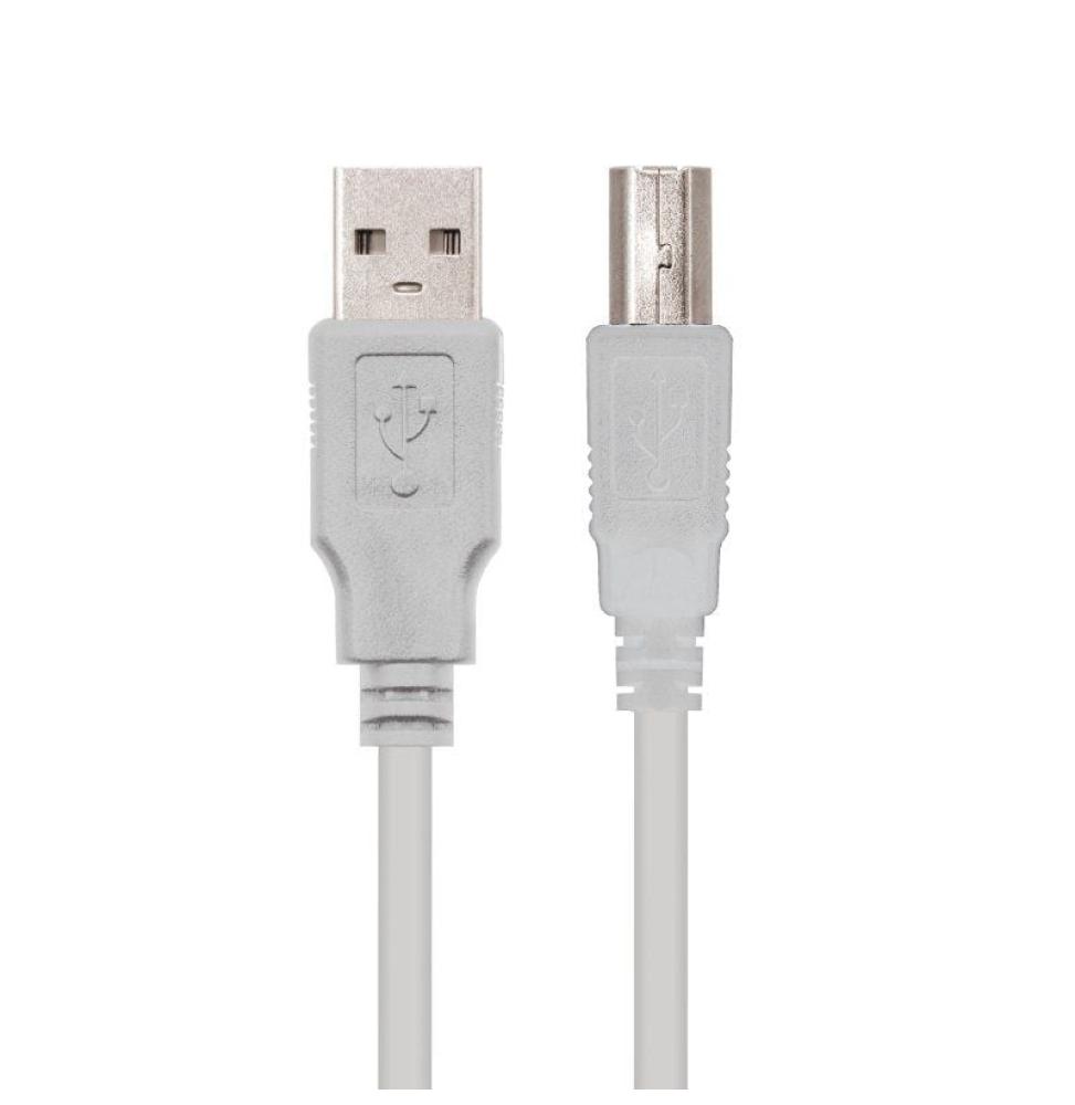 Cable USB 2.0 Impresora Nanocable 10.01.0104/ USB Tipo-B Macho - USB Macho/ 3m/ Beige