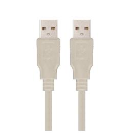 Cable USB 2.0 Nanocable 10.01.0303/ USB Macho - USB Macho/ 2m/ Beige