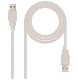 Cable USB 2.0 Nanocable 10.01.0303/ USB Macho - USB Macho/ 2m/ Beige