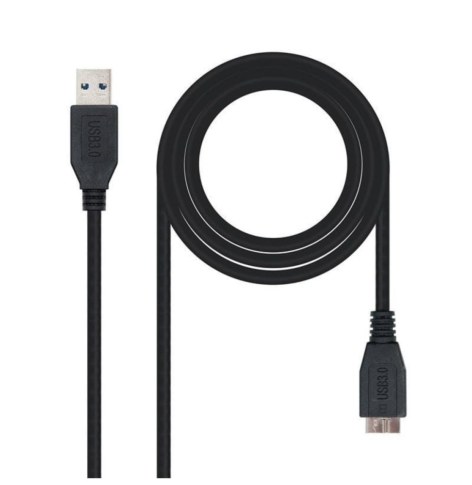 Cable USB 3.0 Nanocable 10.01.1101-BK/ USB Macho - MicroUSB Macho/ 1m/ Negro