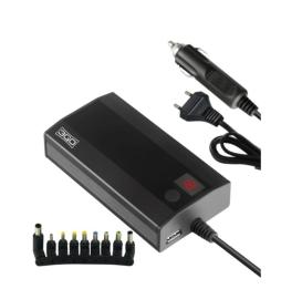 Cargador de Portátil 3GO Alim90C2/ 90W/ Manual/ 9 Conectores/ Voltaje 12-20V/ 1 USB/ con Adaptador para Coche