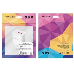 Cargador de Pared Nanocable 10.10.2011/ 1xUSB/ 1xUSB Tipo-C/ 30W/ Blanco