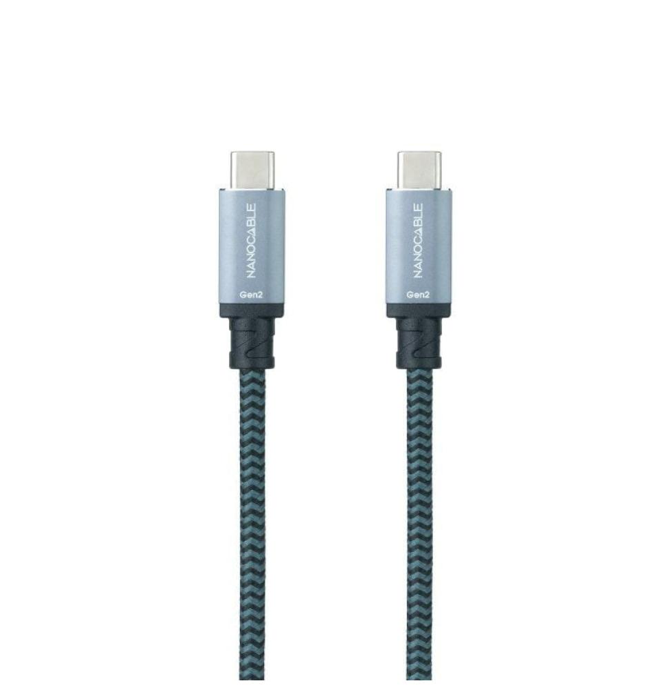 Cable USB 3.1 Nanocable 10.01.4101-COMB/ USB Tipo-C Macho - USB Tipo-C Macho/ Hasta 100W/ 20Gbps/ 1m/ Gris y Negro