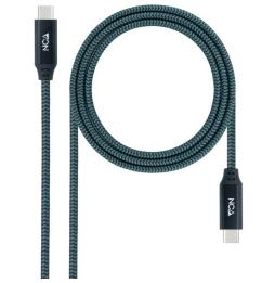 Cable USB 3.2 Nanocable 10.01.4301-COMB/ USB Tipo-C Macho - USB Tipo-C Macho/ 1m/ Gris y Negro