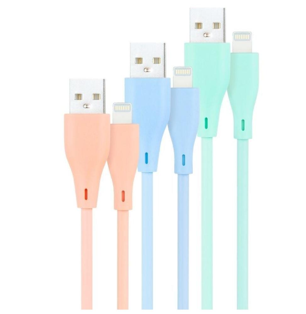 Cables USB 2.0 Lightning Nanocable 10.10.0401-A1/ USB Macho - Lightning Macho/ 1m/ 3 Unidades/ Rosa, Azul y Verde