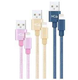 Cables USB 2.0 Lightning Nanocable 10.10.0401-CO2/ USB Macho - Lightning Macho/ 1m/ 3 Unidades/ Rosa, Dorado, Azul Pacífico