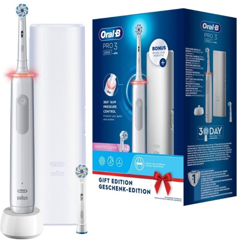 Cepillo Dental Braun Oral-B Vitality Pro 3 3500/ Incluye 2 Recambios/ Blanco