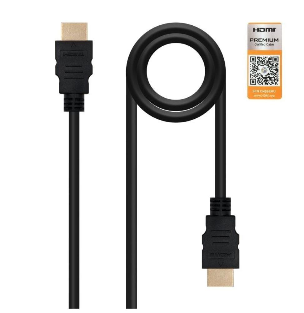 Cable HDMI 2.0 4K Nanocable 10.15.3600/ HDMI Macho - HDMI Macho/ 50cm/ Certificado/ Negro