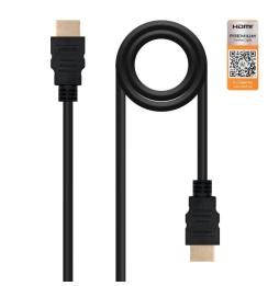 Cable HDMI 2.0 4K Nanocable 10.15.3601/ HDMI Macho - HDMI Macho/ 1m/ Certificado/ Negro