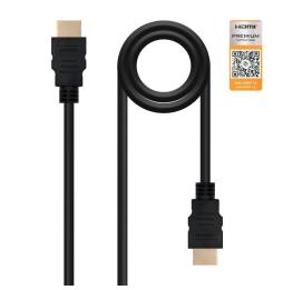 Cable HDMI 2.0 4K Nanocable 10.15.3601-L150/ HDMI Macho - HDMI Macho/ 1.5m/ Certificado/ Negro