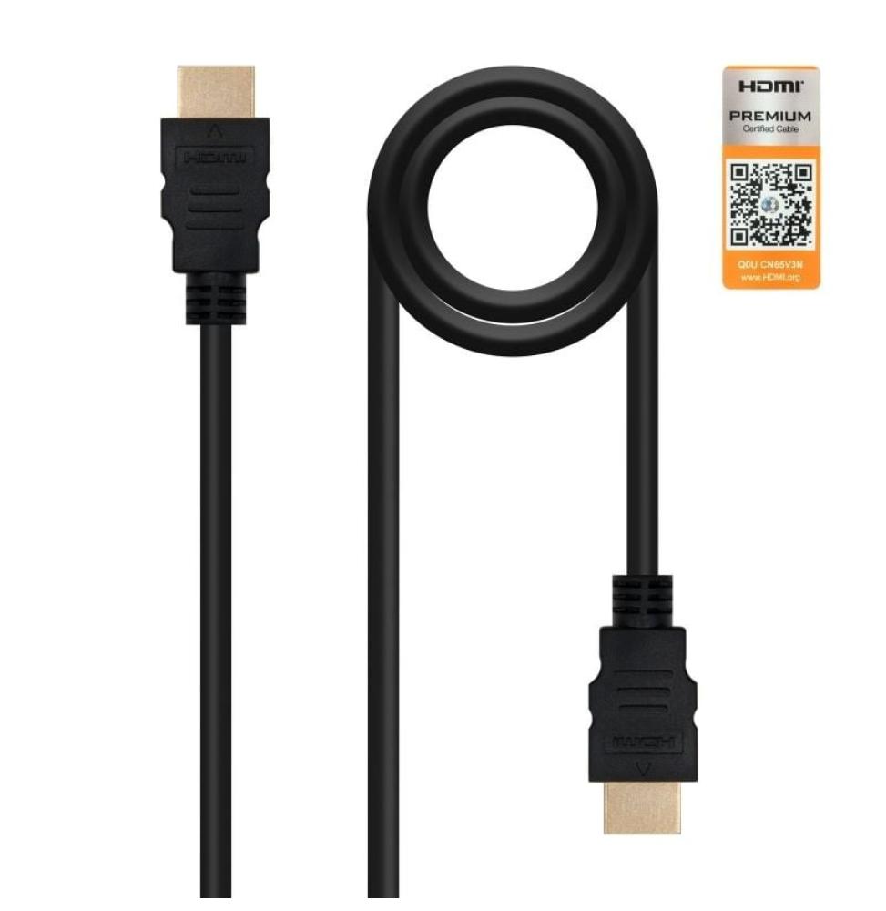 Cable HDMI 2.0 4K Nanocable 10.15.3602/ HDMI Macho - HDMI Macho/ 2m/ Certificado/ Negro