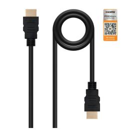 Cable HDMI 2.0 4K Nanocable 10.15.3603/ HDMI Macho - HDMI Macho/ 3m/ Certificado/ Negro