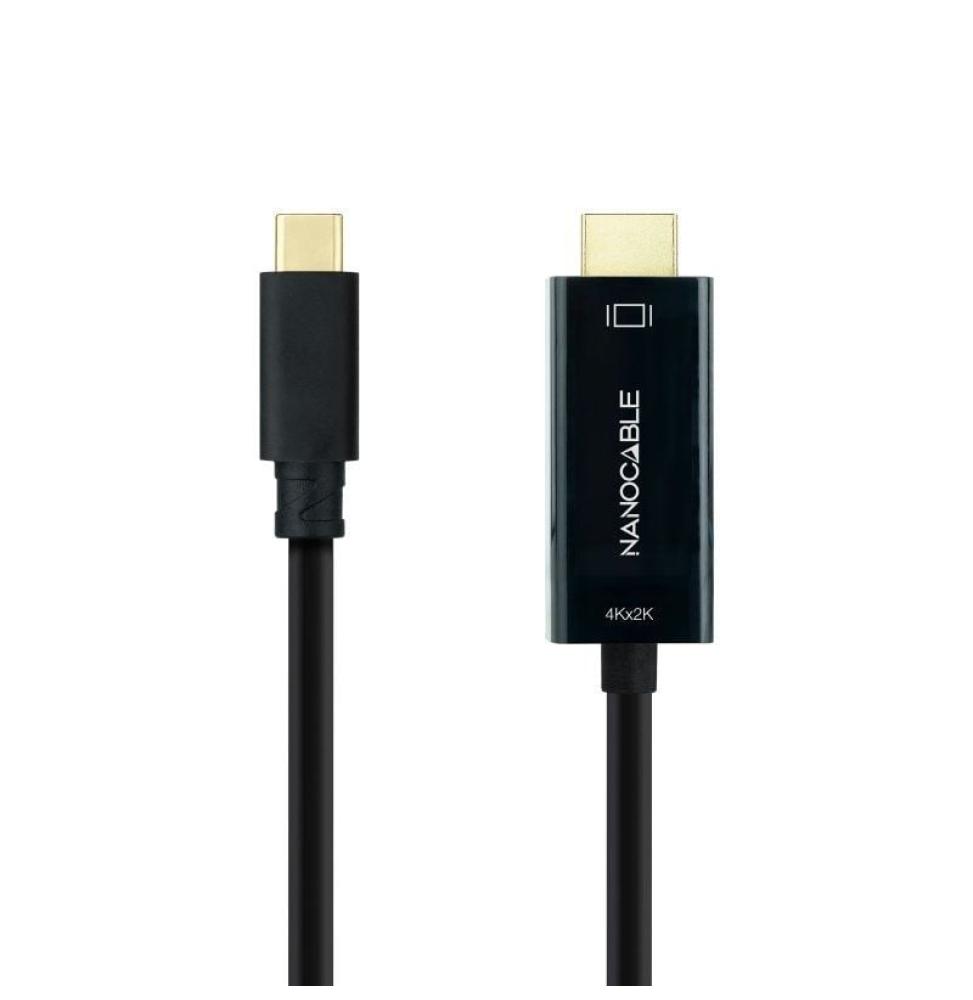 Cable Conversor Nanocable 10.15.5132/ USB Tipo-C Macho - HDMI Macho/ 1.8m/ Negro