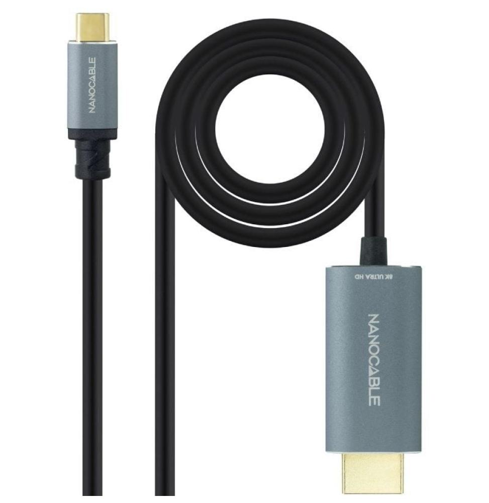 Cable Conversor Nanocable 10.15.5162/ USB Tipo-C Macho - HDMI Macho/ 1.8m/ Negro