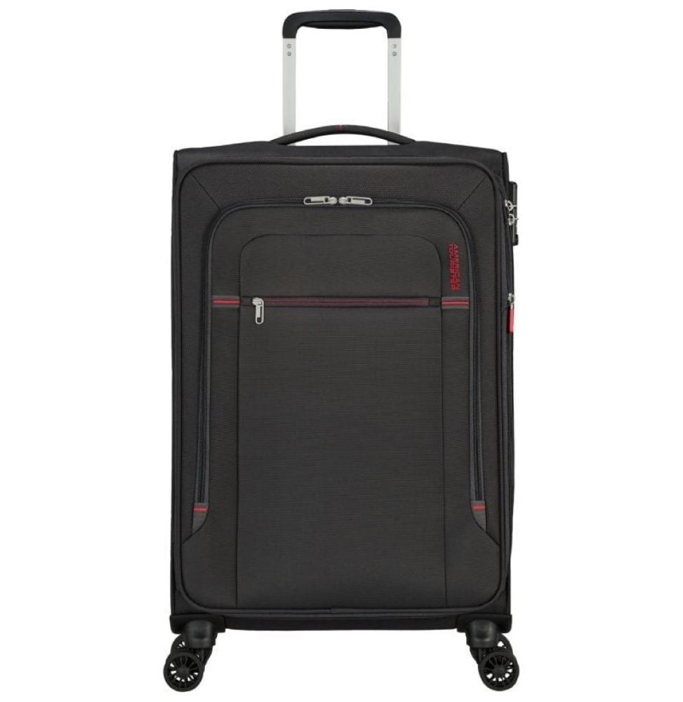 Maleta Mediana American Tourister Crosstrack Spinner Expansible 67cm/ 67.5x42x27.5cm/ 4 Ruedas/ Gris y Rojo