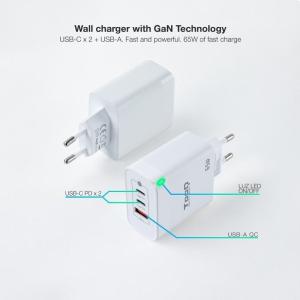 Cargador Gan de Pared TooQ TQWC-GANQC2PD65WT/ 2xUSB Tipo-C/ 1xUSB/ 65W