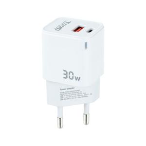 Cargador de Pared TooQ TQWC-GANQCPD30WT/ 1xUSB Tipo-C/ 1xUSB/ 30W