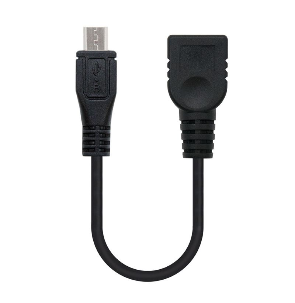 Cable USB 2.0 Nanocable 10.01.3500/ MicroUSB Macho - USB Hembra/ 15cm/ Negro