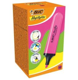 Caja de Marcadores Fluorescentes Bic Highlighter Flat Neón/ 12 unidades/ Rosas