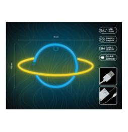 Luz Neon Forever Light Neon LED Saturn Yellow Blue/ Funciona a Pilas y USB