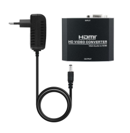 Conversor Nanocable 10.16.2101-BK/ HDMI Hembra - VGA Hembra/ Jack 3.5 Hembra/ 15cm/ Negro