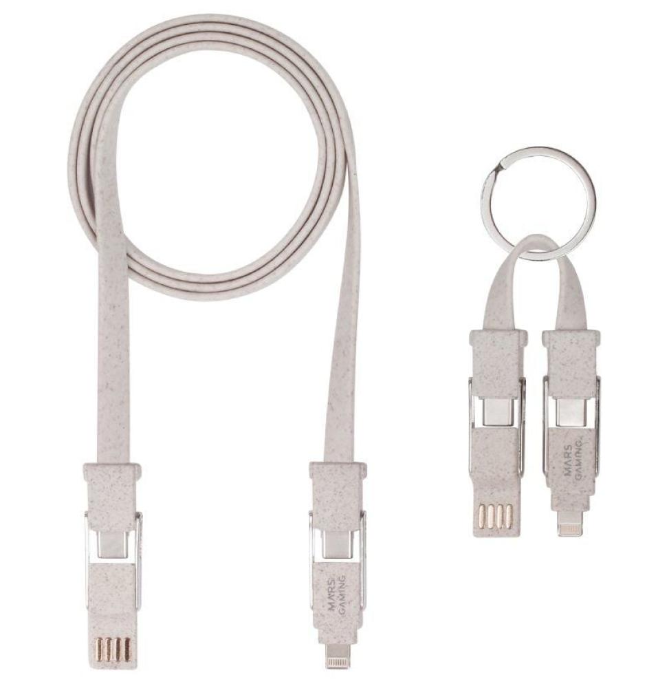 Pack 2 Cables USB 2.0 Mars Gaming MCA-ECO/ Lightning + MicroUSB/ USB Tipo-C/ USB-A/ 1m