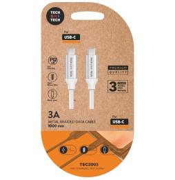 Cable USB 2.0 Tech One Tech TEC2204/ USB Tipo-C Macho - USB Tipo-C Macho/ 1m/ Blanco