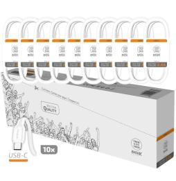 Pack 10 Cables USB 2.0 Tech One Tech Basik TEC2953/ USB Macho - USB Tipo-C Macho/ 1m/ Blanco