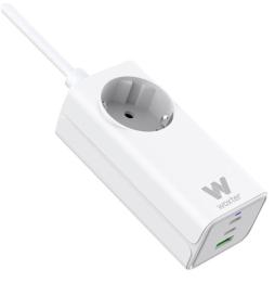 Regleta Woxter PE26-180/ 1 Tomas de Corriente/ 2 USB Tipo-C/ 1 USB-A/ Cable 1.5m/ Blanco