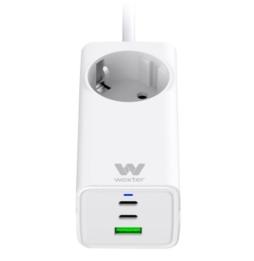 Regleta Woxter PE26-180/ 1 Tomas de Corriente/ 2 USB Tipo-C/ 1 USB-A/ Cable 1.5m/ Blanco