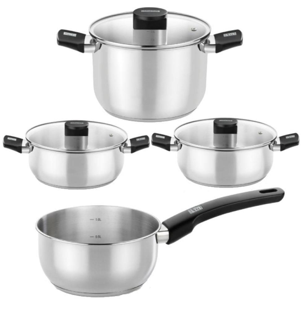 Pack Batería de Cocina Elite Monix M240001/ Cazo Ø14cm/ Ollas Ø24cm/ Cacerolas Ø20 - 24cm/ Acero Inoxidable/ Apta para Inducción