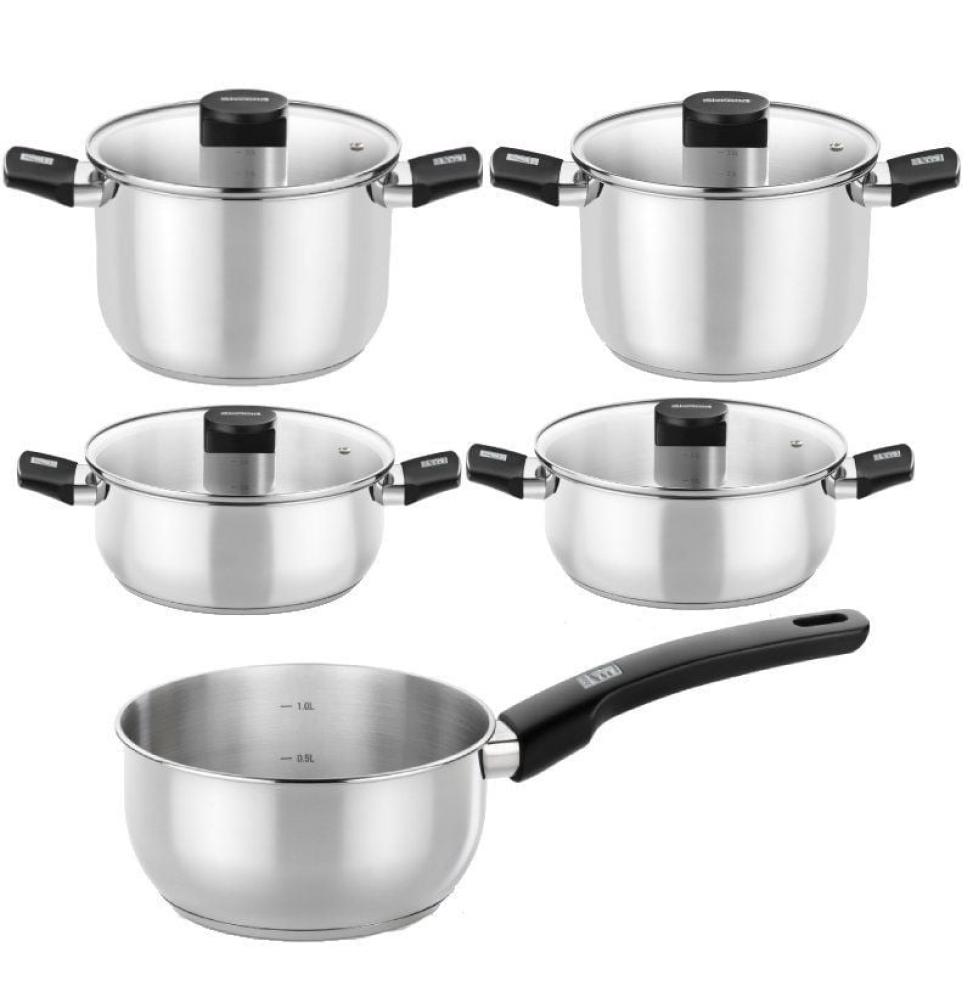 Pack Batería de Cocina Elite Monix M240002/ Cazo Ø14cm/ Ollas Ø20 - 24cm/ Cacerolas Ø20 - 24cm/ Acero Inoxidable/ Apta para Indu