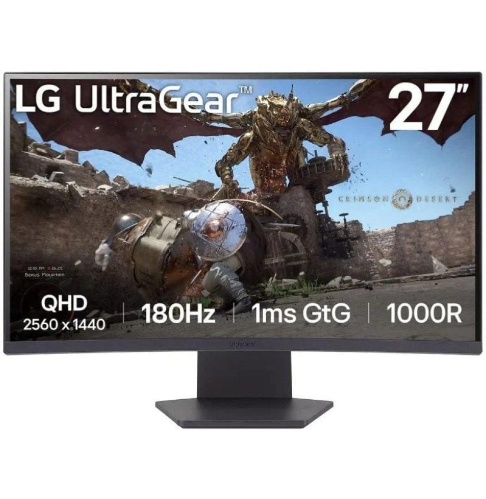 Monitor Gaming Curvo LG UltraGear 27GS60QC-B 27'/ QHD/ 1ms/ 180Hz/ VA/ Negro