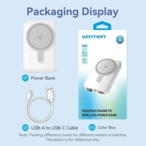 Powerbank 10000mAh Vention FHTW0/ 22.5W/ Wireless/ Blanca