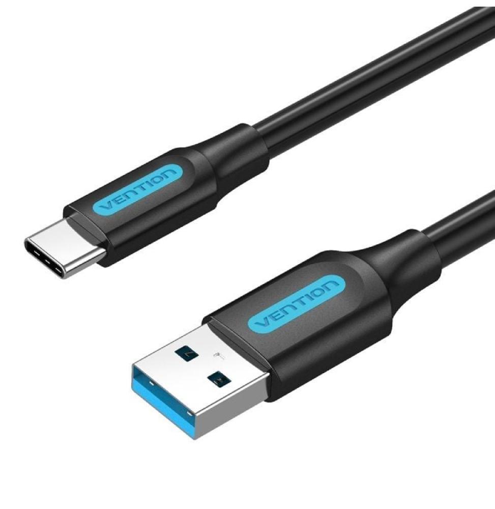 Cable USB 3.0 Tipo-C Vention COZBC/ USB Macho - USB Tipo-C Macho/ Hasta 60W/ 5Gbps/ 25cm/ Negro