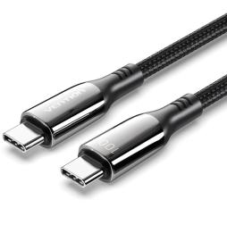 Cable USB 2.0 Tipo-C 5A 100W Vention CTKBH/ USB Tipo-C Macho - USB Tipo-C Macho/ Hasta 100W/ 480Mbps/ 2m/ Negro