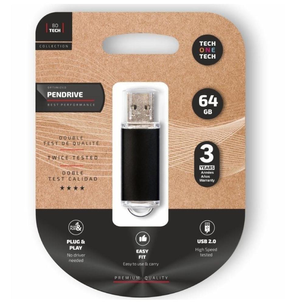 Pendrive 64GB Tech One Tech Basic USB 2.0/ Negro