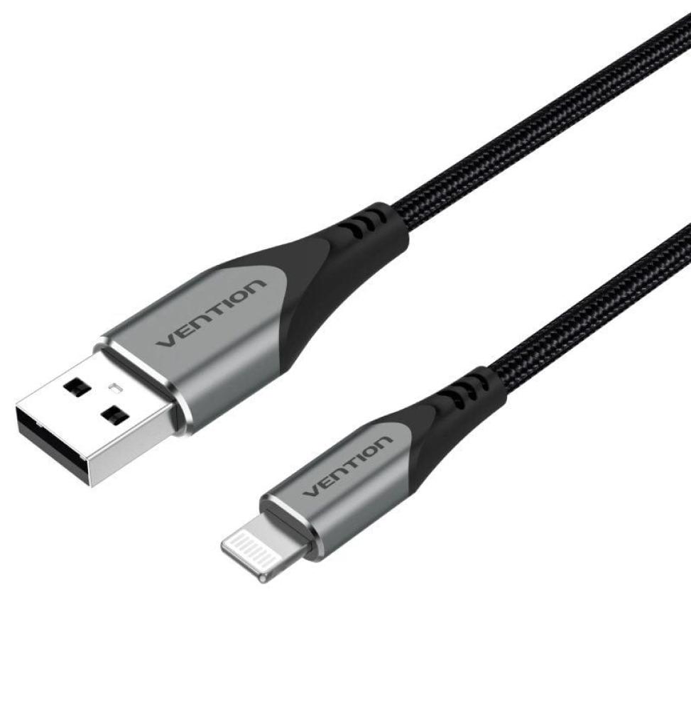 Cable USB 2.0 Lightning Vention LABHD/ USB Macho - Lightning Macho/ Hasta 12W/ 480Mbps/ 50cm/ Gris