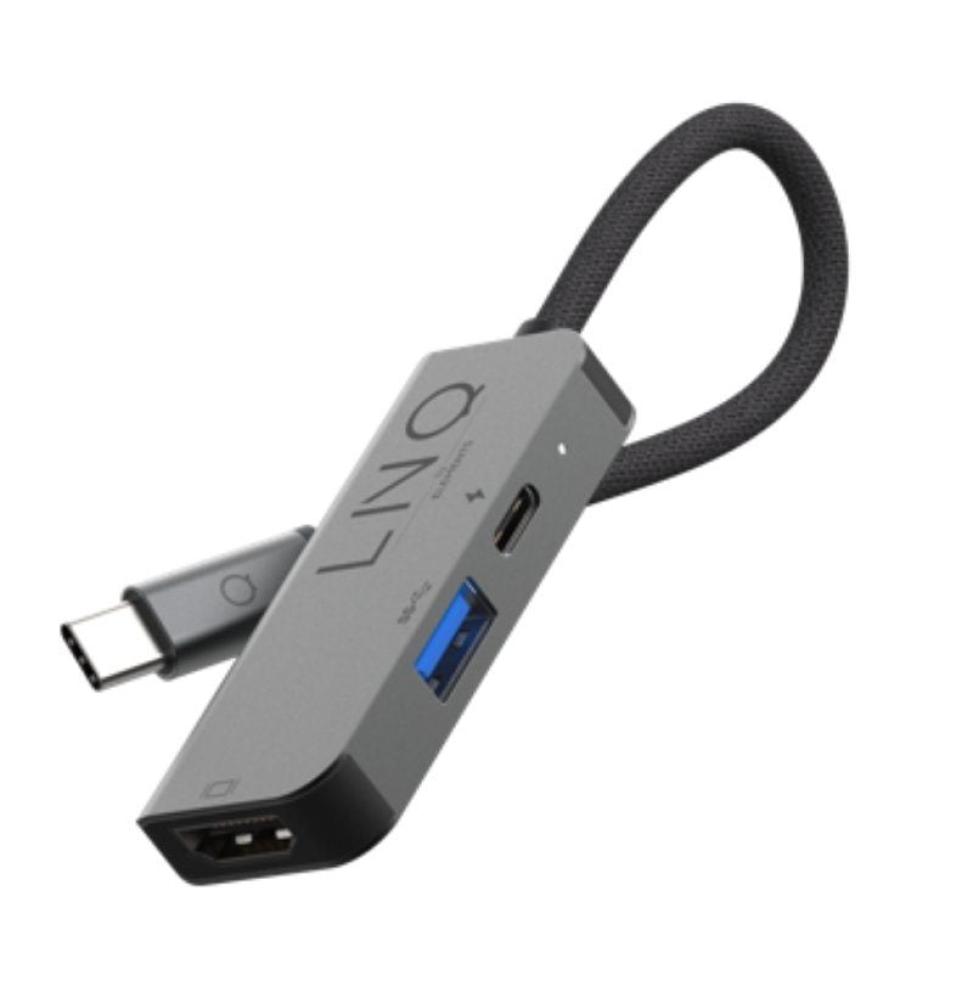 Docking USB Tipo-C Linq LQ48000/ 1x USB Tipo-C Macho/ 1x HDMI 4K Hembra/ 1x USB/ USB Tipo-C PD/ Gris