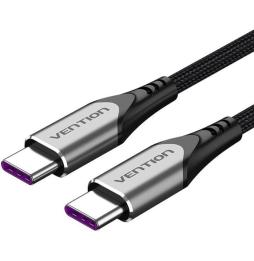 Cable USB 2.0 Tipo-C 5A 100W Vention TAEHF/ USB Tipo-C Macho - USB Tipo-C Macho/ Hasta 100W/ 480Mbps/ 1m/ Gris