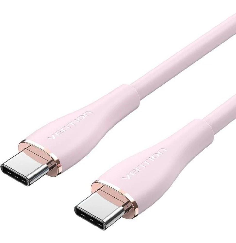 Cable USB 2.0 Tipo-C Vention TAWPG/ USB Tipo-C Macho - USB Tipo-C Macho/ Hasta 100W/ 480Mbps/ 1.5m/ Rosa