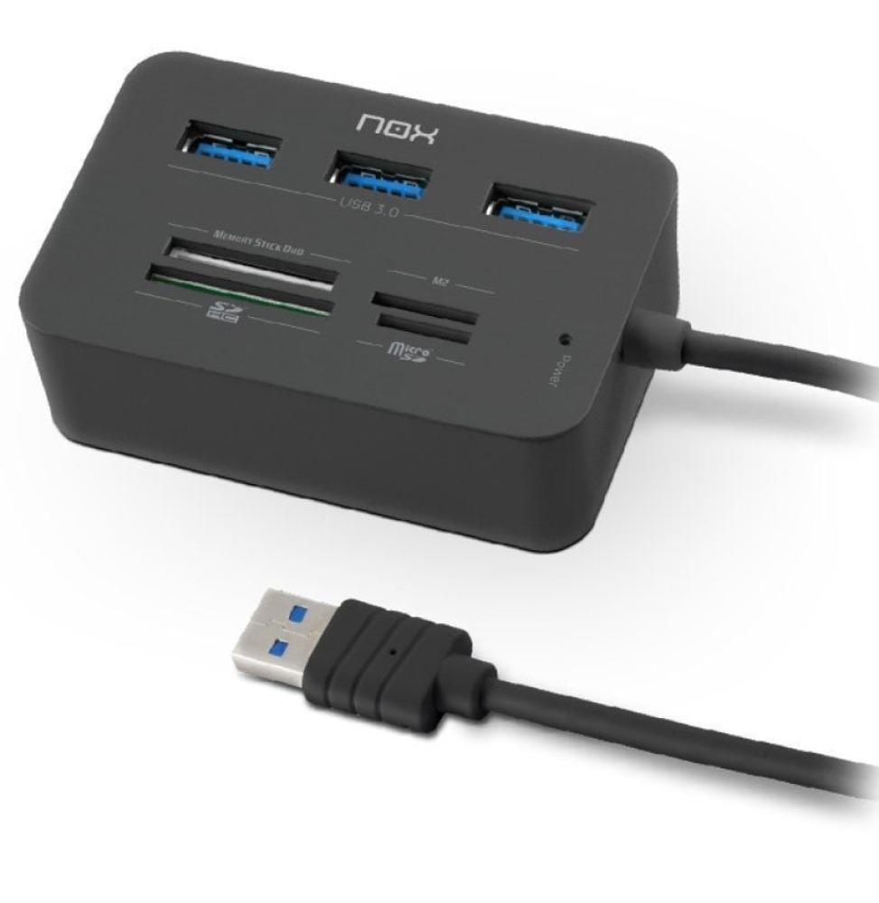 Hub USB 3.0 Nox Reader One/ 3xUSB/ 1x Lector de Tarjetas