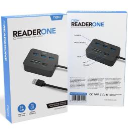 Hub USB 3.0 Nox Reader One/ 3xUSB/ 1x Lector de Tarjetas