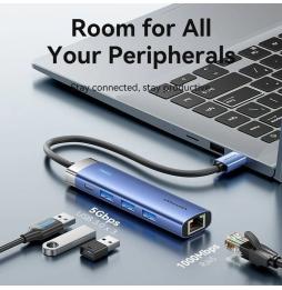 Hub USB 3.0 Vention TGFSB/ 3xUSB/ 1xRJ45/ 1xUSB Tipo-C PD