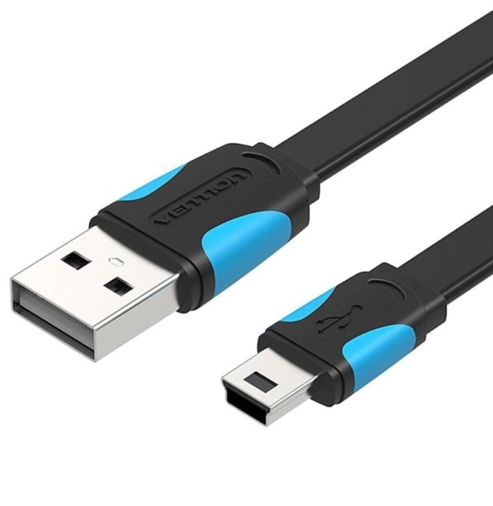 Cable USB 2.0 Vention VAS-A14-B050/ Mini USB Macho - USB Macho/ Hasta 10W/ 480Mbps/ 50cm/ Azul y Negro